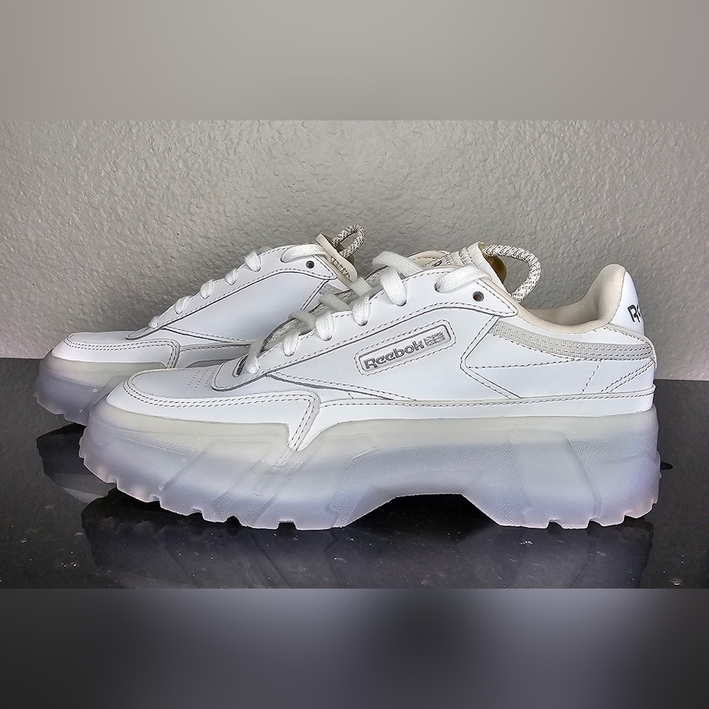 REEBOK x Cardi B Club C GX5098 White Platform Sneakers. Size 5.5